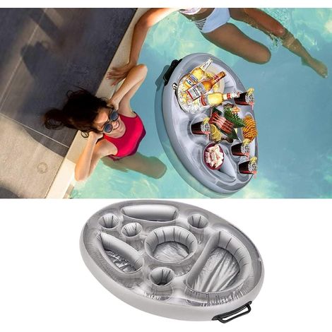 Crediri Aufblasbarer Pool-Getränkehalter, 8 Löcher, schwimmende Poolbar, aufblasbarer Getränkehalter, schwimmendes Pooltablett, aufblasbares Tablett, schwimmende Bar, Strand-Spa, Wasserspielzeug, Pool