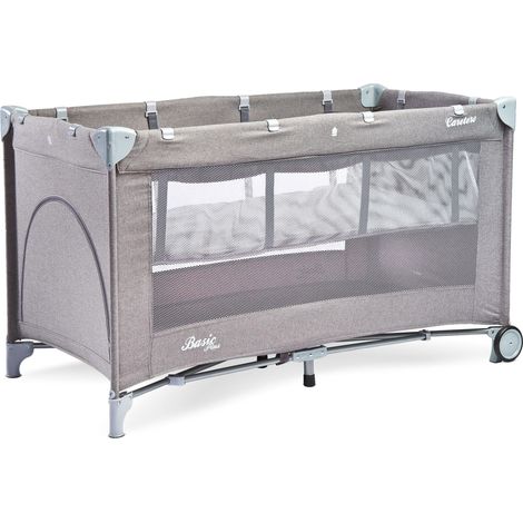 Caretero Basic Plus cuna de viaje gris portátil 2 en 1
