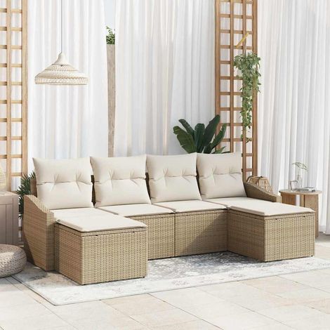 Garten Essgruppe mit Kissen mit Speicher 6 pcs Beige und Creme