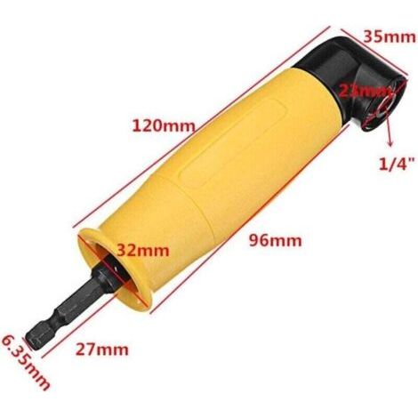 QORVA-Perceuses à angle droit adaptateur coudé pour visseuse électrique avec porte-embout magnétique à changement rapide 1/4 6.35mm Inoxydable Hex, Jaune