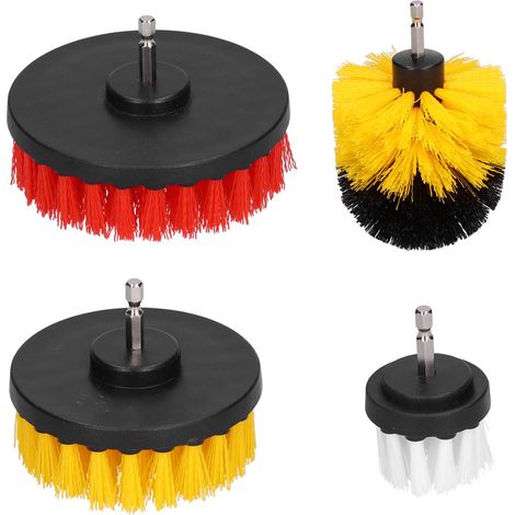 Kit de 4 brosses de nettoyage pour perceuse, brosse électrique pour le nettoyage des murs, sols et carrelages de piscine (1/5)