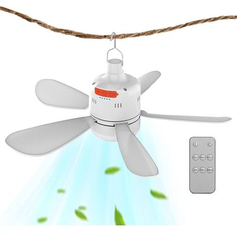 Deckenventilator für Camping, Gartenpavillon, Fernbedienung, langlebiger Akku und USB-Aufladung, einstellbare Geschwindigkeit, Kühlung für Terrasse und Reisen (1/5)