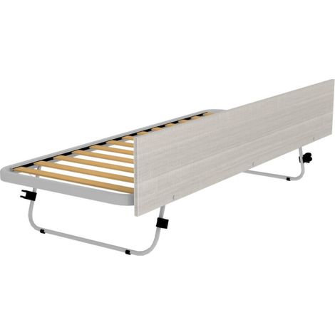 Rete estraibile 80x190 con gambe a scatto e frontale di finitura - Rovere rock