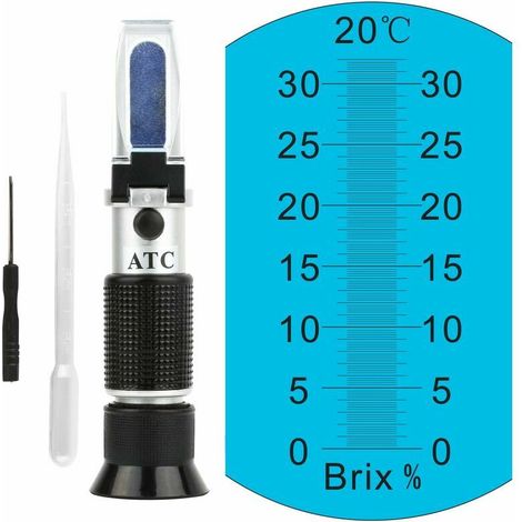 Brix Réfractomètre avec ATC, hydromètre portable Brix 032 % pour mesurer la teneur en sucre dans les fruits, saccharimètre pour remplacement d'hydromètre Brix