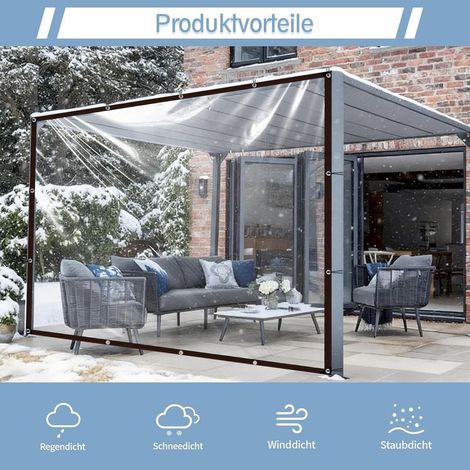 2 x 3 mètre Bâche transparente imperméable perforée idéale pour le mobilier de jardin adaptée à une utilisation extérieure résistante à la pluie isolation pour plantes anti poussière (1/5)