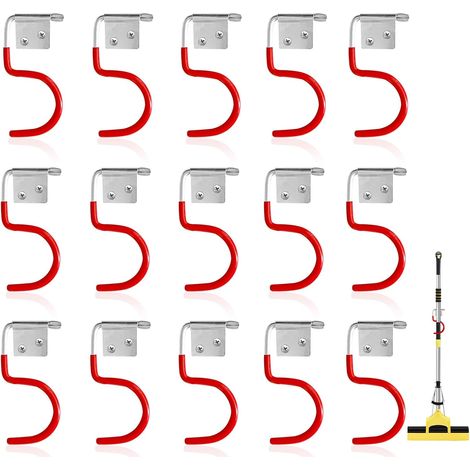 15 Pièces Porte-Outils de Jardin Crochets en Métal, Porte-Balai Porte-Outils Rouge Suspendu avec Revêtement en Caoutchouc Antidérapant pour Outils de Jardin Systèmes d'organisation de Garage (1/5)