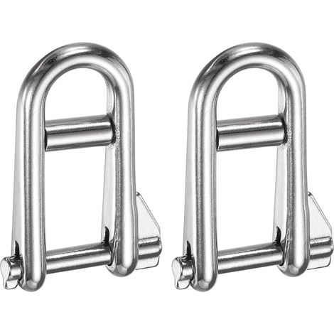 Long D Shackle, 2 Pcs 5mm(3/16") 316 Acier Inoxydable Plat D Manille Marine Clé À Barre pour Levage Extérieur Camping Randonnée (1/5)