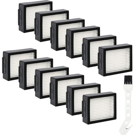 Paquete de 12 filtros HEPA y cepillo para aspiradoras iRobot Roomba de las series EI y J (i7, i7 Plus, j7, E5, E7). (1/5)