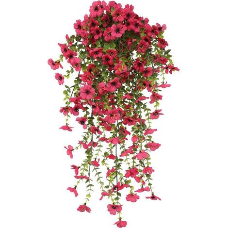 Bouquet artificiel de violettes 76 cm – Suspension murale réaliste, durable et anti-UV pour maison et jardin,Fuchsia (1/5)