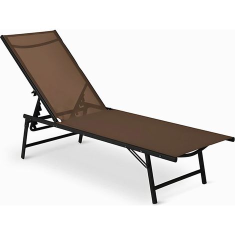TRADE SHOP - Lettino Sdraio Mare Prendisole Reclinabile Pieghevole Praiano Piscina Sedia In Textilene - Marrone