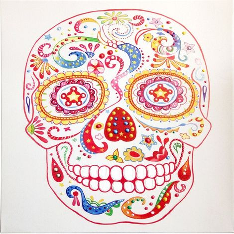 Quadro dipinto a mano Skull in acrilico su tela 90x90 (1/3)