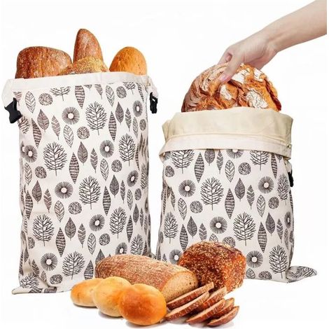 Sacs à pain réutilisables en cire d'abeille, sacs de rangement en coton 43 cm x 33 cm (lot de 2) (1/4)