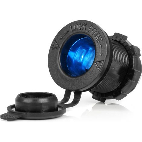 Prise de courant intégrée supplémentaire avec éclairage bleu 12 V 24 V amio-04220 (1/5)