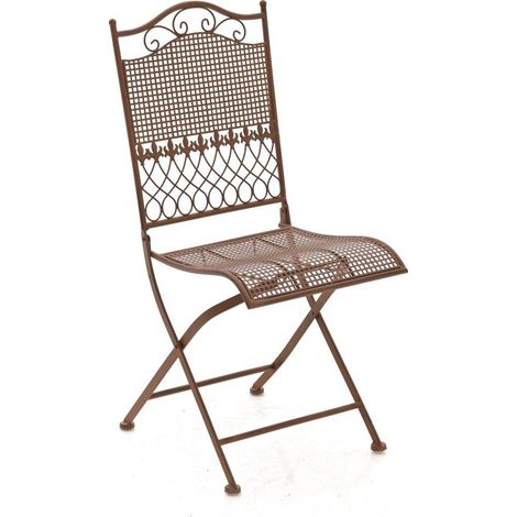 Chaise de jardin en fer forgé marron vieilli MDJ10022 (1/4)