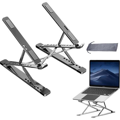 1 Support Ordinateur Portable, Aluminium Léger Pliable, Hauteur Angle Réglables, Ergonomique Bureau (1/5)
