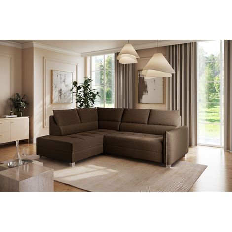 Ecksofa Schlafsofa Sofa MARNO in Stoff Vogue Braun Ottomane Links (1/4)