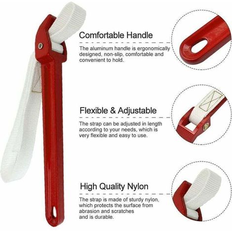 Clé à sangle de 30,5 cm, clé à sangle réglable, couvercle de boîte, serrer, desserrer, outil de plomberie, courroie de filtre, clé à sangle pour ouvre-boîte de filtre à huile (1/3)