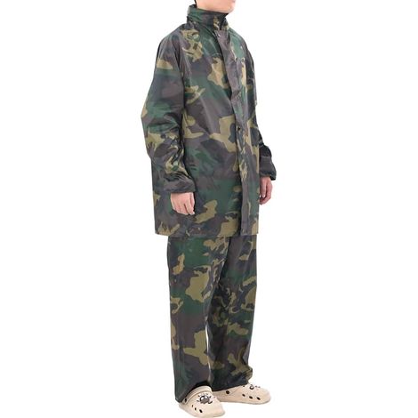 vidaXL Combinaison de pluie avec capuche 2 pcs Hommes Camouflage XXL (1/5)