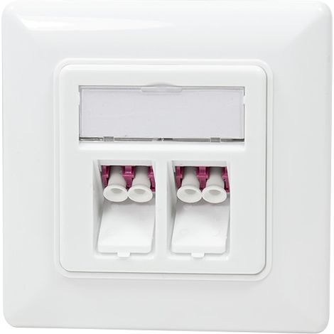 LOGILINK Prise de réseau fibre optique NK4024, 2 adaptateurs LC-Duplex, encastrable, blanc