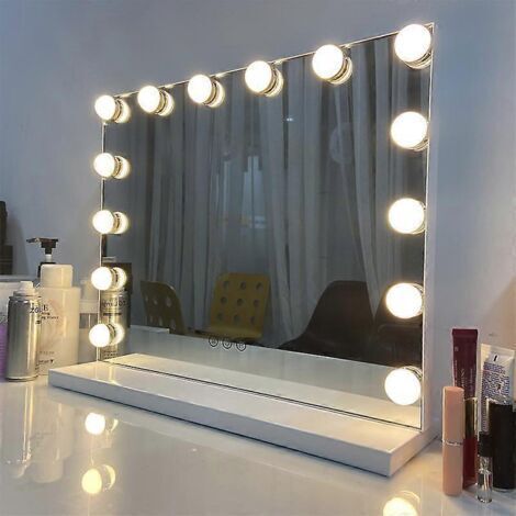 Kit d'éclairage miroir avec 14 ampoules pour coiffeuse, miroir LED Hollywood à intensité variable, éclairage de coiffeuse USB avec interrupteur (1/5)