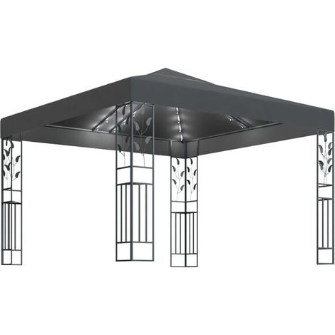 Le kiosque est équipé d'une guirlande lumineuse LED de 3x3 mètres de couleur gris anthracite.