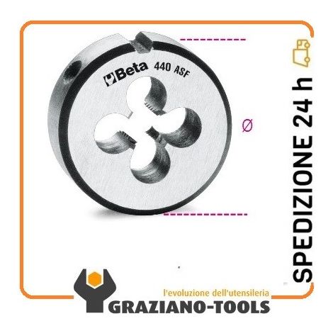 Filiera tonda acciaio cromo unf passo fine beta 440asf - 7/8x14 (1/2)