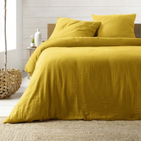 Parure de Lit 3 Pièces "Angelia" 240x220cm Jaune (1/3)