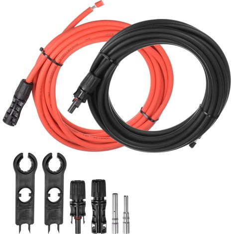 Solaire Panneau Fil 20ft 8 AWG 10mm2 Solaire Câble Etamé Cuivre Fil avec Femelle et Mâle Connecteur Noir Rouge pour RV Bateau Marine Solaire Panneau (1/5)