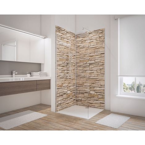 Schulte – Panneau mural de douche 100 x 210 cm – Parement clair en composite aluminium – Résistant à la chaleur jusqu'à 100°C – Lot de 2 panneaux