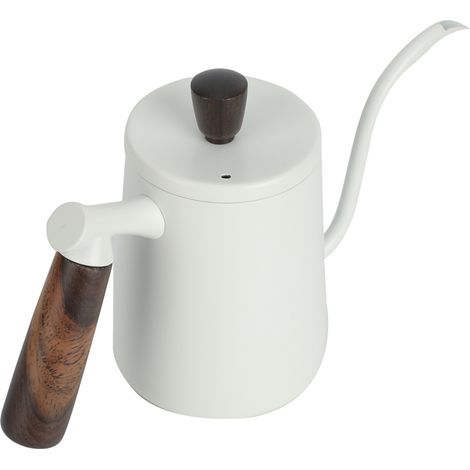 Cafetière portable en acier inoxydable 700 ml, bec verseur long en col de cygne, usage domestique et professionnel, blanche, 700 ml (1/5)