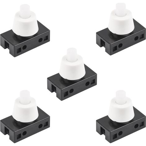5 Pièces Interrupteur à Bouton Poussoir à Verrouillage En Plastique, Interrupteur à Bouton Poussoir Pour éclairage Intérieur De Voiture, Bouton Poussoir Pour Lampe Lecture Voiture(Noir) (1/5)