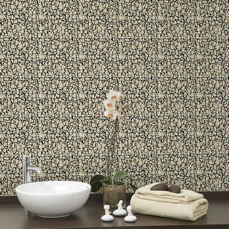 Sticker Mural Carrelage adhésif Cuisine Salle de Bain - 24 Stickers CARRELAGES TERRAZZO OMBRIE - 24stickers10x10cm (1/5)