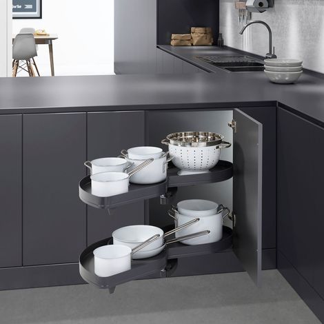Eckschrankbeschlag Kesseböhmer LeMans ARENA pure anthrazit 450 mm links ausschwenkbar
