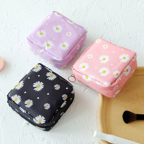 Sac de rangement pour serviettes hygiéniques, organiseur Portable de stockage pour serviettes hygiéniques tampons coton 3pcs (1/5)