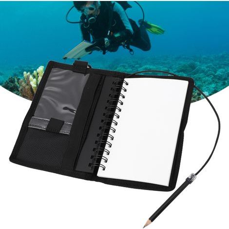 Wasserdichtes Tauchlogbuch, wasserdichter Notizblock für Tauchausrüstung, schwarz (1/5)