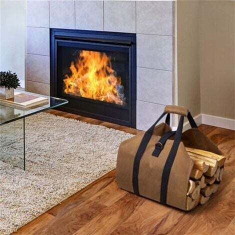 Panier à bûches, fourre-tout en bois de cheminée en toile, support à bois de chauffage Extra grand panier à bois de chauffage intérieur sac à dos de Camping (1/3)