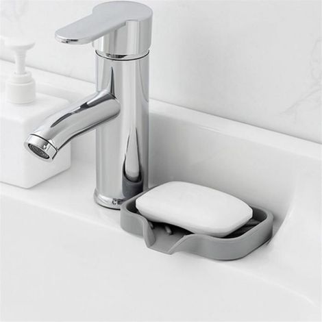 Tapis Drainant - Support de Barre de Savon en Silicone - Pour Évier de Cuisine - Blanc - S (1/5)