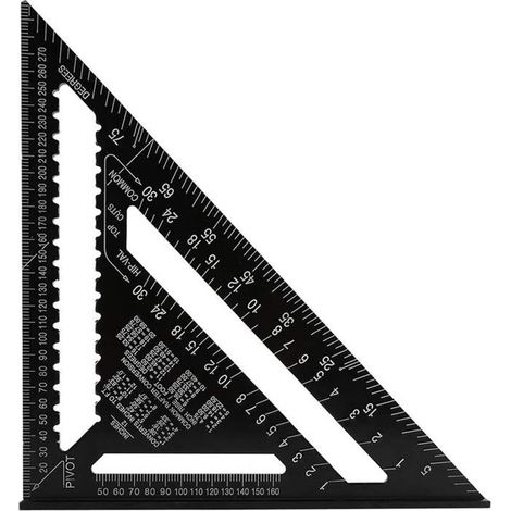 Équerre Triangle Métrique 30cm Alliage Aluminium Noir - Précision Charpentier/Menuiserie, Speed Square Outil Mesure Bois (1/4)