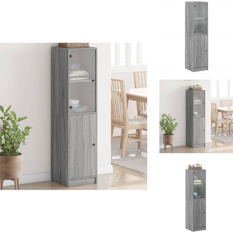 Buffet avec porte en verre sonoma gris 35x37x142 cm - Buffet Design - Meuble Rangement - Armoire Élégante - Commode Moderne - Mobilier Salon (1/5)