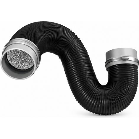 Gaine d'évacuation flexible 100 mm, 1,5 m, 4 couches PVC aluminium, pliable et découpable, 2 colliers, sèche-linge, hotte, VMC (1/5)
