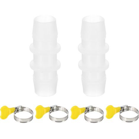 Raccord De Tuyau D'Évacuation 2Pcs Droit Machine À Laver Raccord D'Extension De Tuyau D'Évacuation En Plastique Avec 4Pcs Colliers Pour 0.55-0.6 Pouce Climatiseur Tuyau D'Eau (1/5)