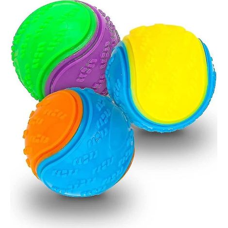 Un ensemble de 3 balles couineuses pour chiens, jouets Scooby, pour nettoyer les dents et mâcher de manière interactive. (1/5)