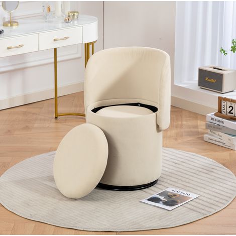 Sillón 48x52x75 cm de tela beige con almacenaje para dormitorio y comedor FloraGrace (1/5)