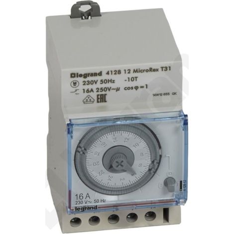 Horloge minuterie LEGRAND 3752 MICROREX T31 – Tension 230V – Fréquence 50Hz – Programmation hebdomadaire – Alimentation secteur
