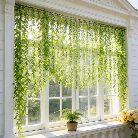 96 feuilles de saule artificiel vert tendre 90cm Sempervirent vigne suspendue (1/5)