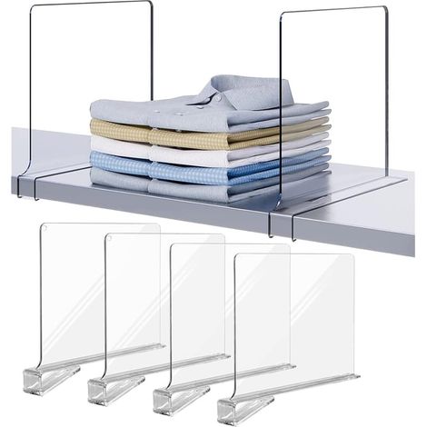 Séparateurs D'étagère Acrylique pour ArmoireSeparateurde Penderie pour Organiser VêtementsSéparateurs Etagère 4 pièces (1/5)