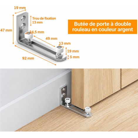 Guide de sol porte de grange nouveau guide anti-oscillation à double roulette galvanisé argenté - 1 pièce 120 g – Livraison gratuite