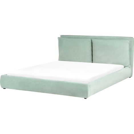Letto matrimoniale ad acqua velluto verde menta 180 x 200 cm Bajonna