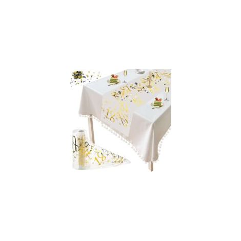 Chemin de Table Anniversaire 18e - 1 pièce, Chemin de Table Anniversaire 18e Doré 28cm×5m - Nappe Joyeux Anniversaire (1/5)
