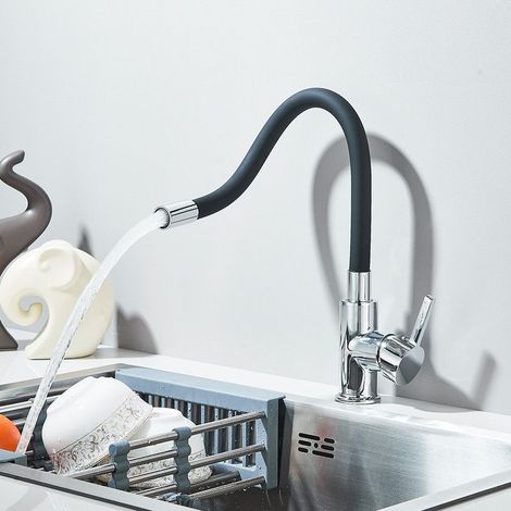 Robinet d’évier pliable rotatif – Mitigeur chaud et froid en acier inoxydable 304 avec tube en silicone (1/3)